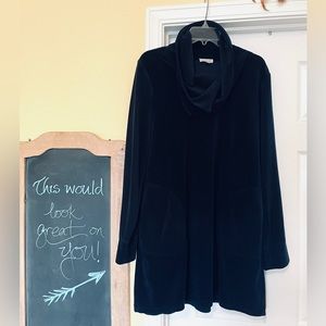 Max Studio Super Plush Blue Velvet Cowl Dress with *pockets*! L
